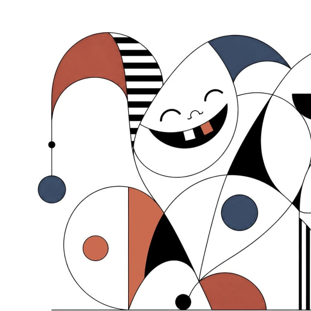 Fototapet cu design abstract și forme geometrice, colorat, într-o cameră de copil cu pat și jucării.