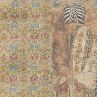 Fototapet personalizat cu design artistic floral si portret