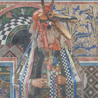 Fototapet artistic cu motiv tradițional reinterpretat