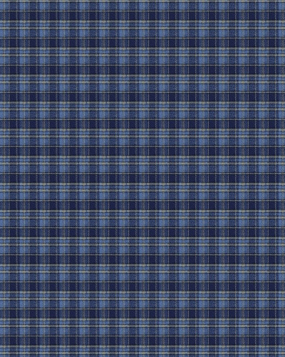 Tapet cu model tartan albastru într-un dormitor elegant