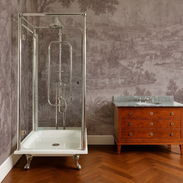 Tapet personalizat cu peisaj roz în decor interior