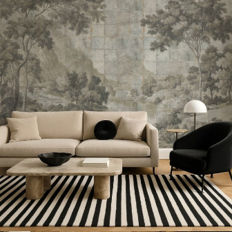 Fototapet personalizat cu peisaj de vale în tonuri de crem