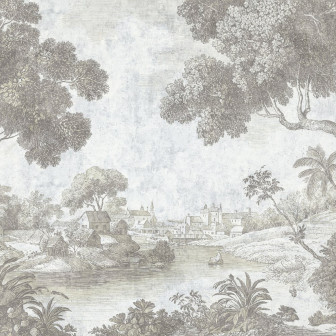 Tapet crem cu design artistic într-un living elegant