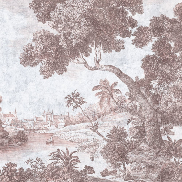 Fototapet personalizat cu peisaj roz antic