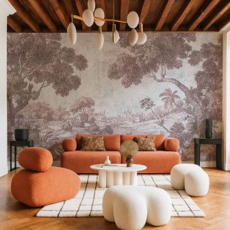 Fototapet personalizat cu peisaj roz antic