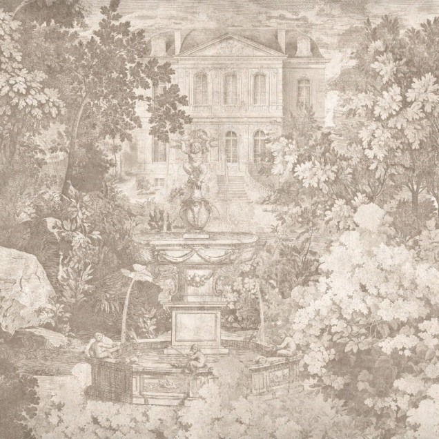 Tapet cu grădină secretă crem într-un living elegant
