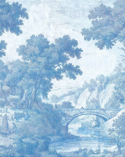 Fototapet cu peisaj clasic albastru cu pod