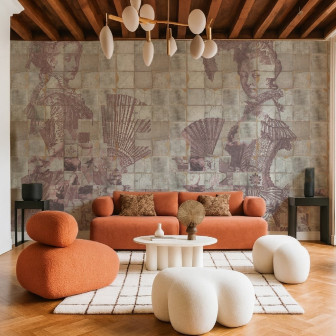 Fototapet personalizat cu design vintage Shattered Dames, Rose