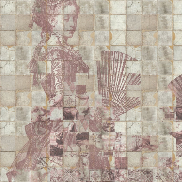 Fototapet personalizat cu design vintage Shattered Dames, Rose