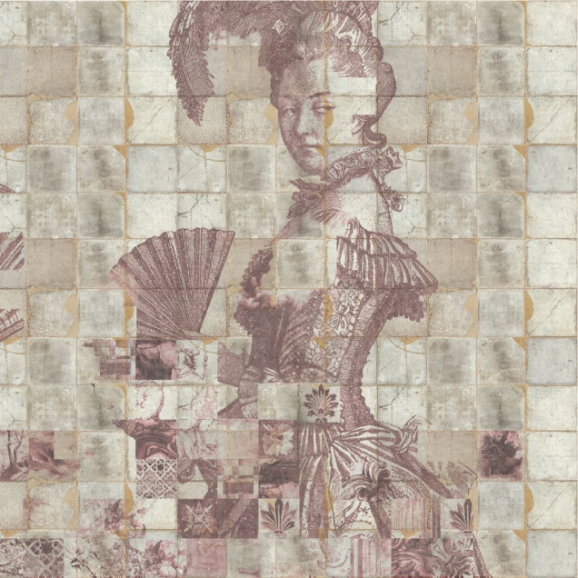 Fototapet personalizat cu design vintage Shattered Dames, Rose