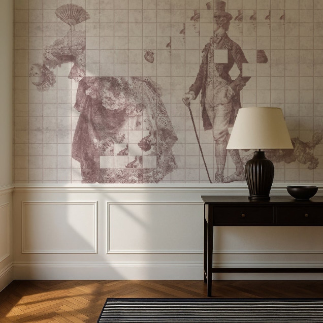 Fototapet personalizat cu design elegant într-un dormitor modern