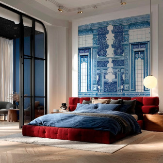 Fototapet cu motiv ornamental de catedrală în dormitor