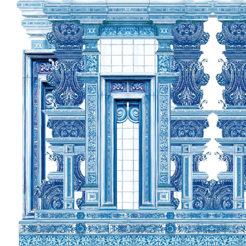 Tapet decorativ cu design ornamental în nuanțe de rose