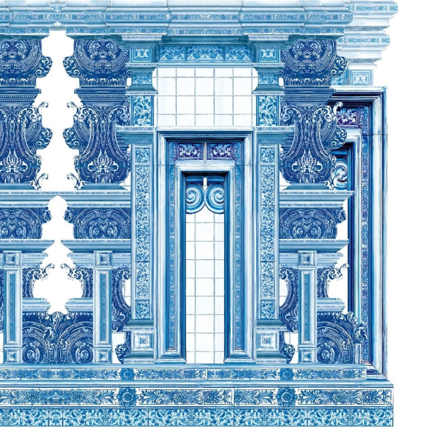Tapet decorativ cu design ornamental în nuanțe de rose