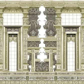 Tapet ornamental crem cu design catedrală, personalizat