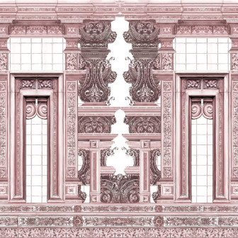 Tapet decorativ cu design ornamental în nuanțe de rose