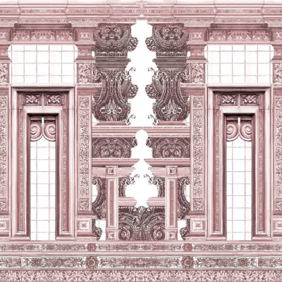 Tapet decorativ cu design ornamental în nuanțe de rose