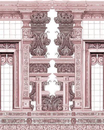 Tapet decorativ cu design ornamental în nuanțe de rose