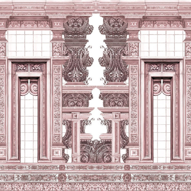 Tapet decorativ cu design ornamental în nuanțe de rose