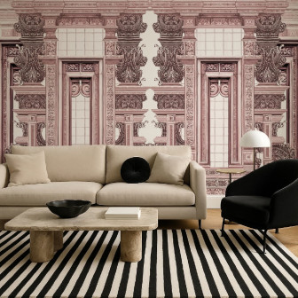 Tapet decorativ cu design ornamental în nuanțe de rose