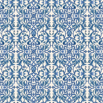 Tapet cu motive tradiționale albastre într-un interior elegant