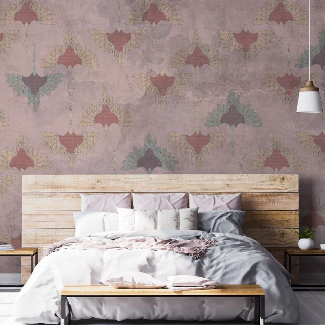 Tapet cu motive florale delicate, perfect pentru a crea o atmosferă calmă și relaxantă.