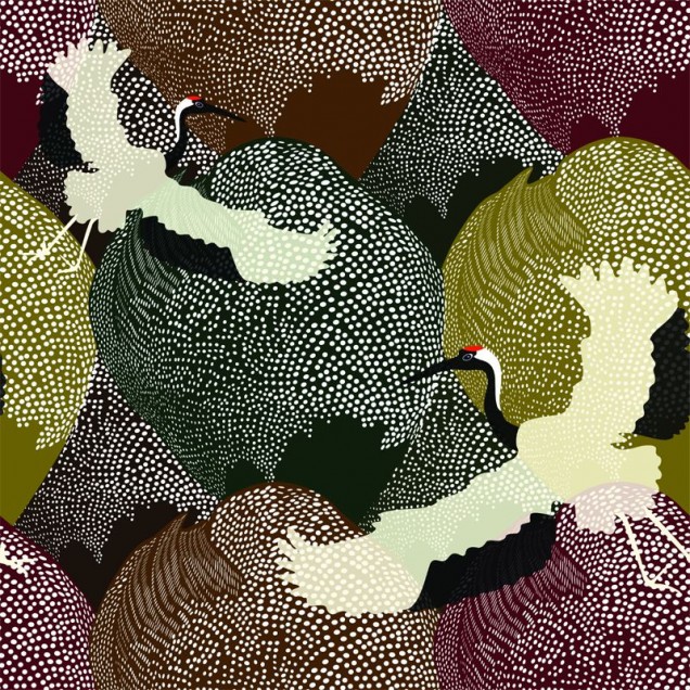 Tapet cu design abstract și macarale elegante în culori vibrante