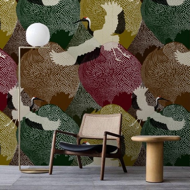 Tapet cu design abstract și macarale elegante în culori vibrante