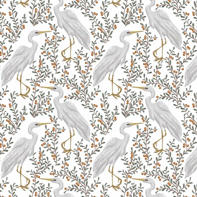 Tapet Bird story cu design delicat de pasari si crengute