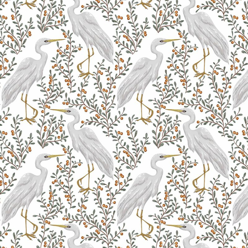 Tapet Bird story cu design delicat de pasari si crengute