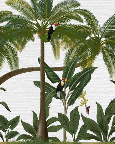 Tapet cu palmieri tropicali și tucani, Birds in the Jungle
