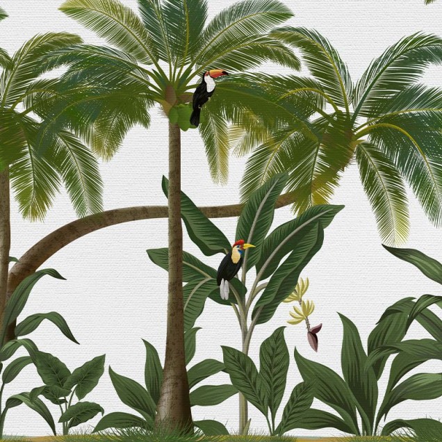 Tapet cu palmieri tropicali și tucani, Birds in the Jungle
