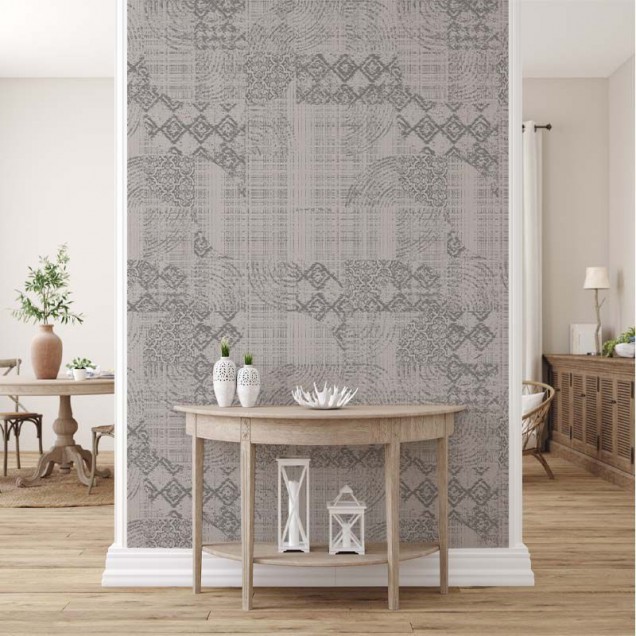 Tapet cu design vintage inspirat de covoare vechi, perfect pentru a crea o atmosferă caldă și primitoare.
