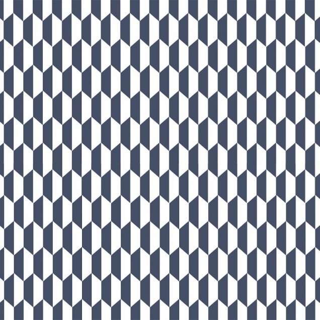Tapet Hex, model geometric hexagonal, albastru închis și alb