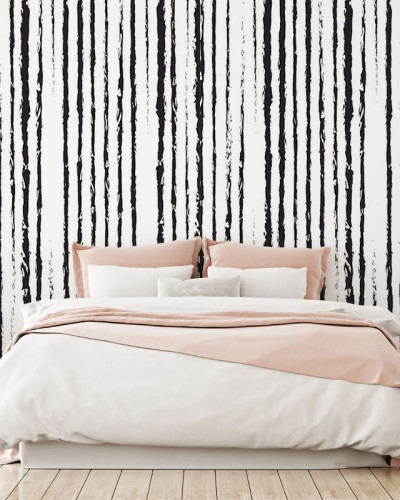Tapet cu dungi negre pe fond alb, perfect pentru un design vintage modern