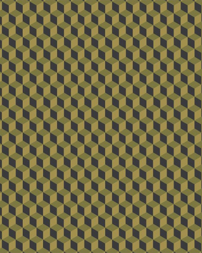 Tapet geometric negru și galben, cu model de cuburi 3D