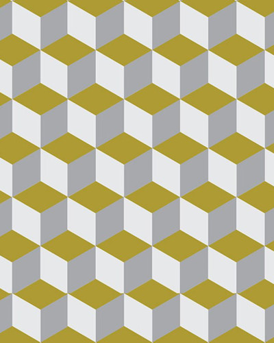 Tapet geometric Yellow and White Cube, cu un design modern si minimalist.