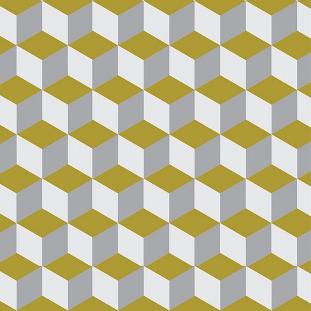 Tapet geometric Yellow and White Cube, cu un design modern si minimalist.