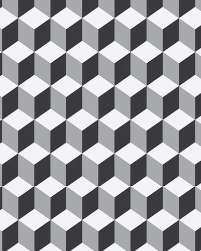 Tapet geometric cu model de cuburi tridimensionale în tonuri de gri și negru