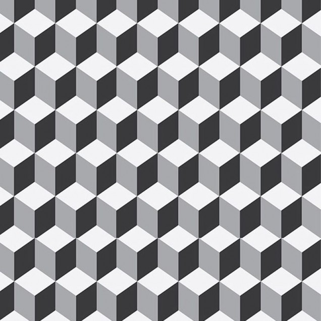Tapet geometric cu model de cuburi tridimensionale în tonuri de gri și negru