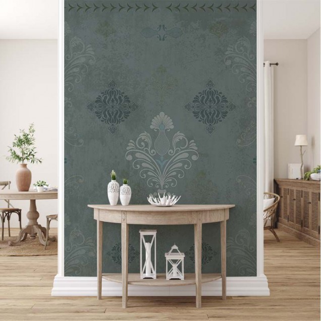 Tapet modern cu design elegant și sofisticat, nuanțe de verde și gri