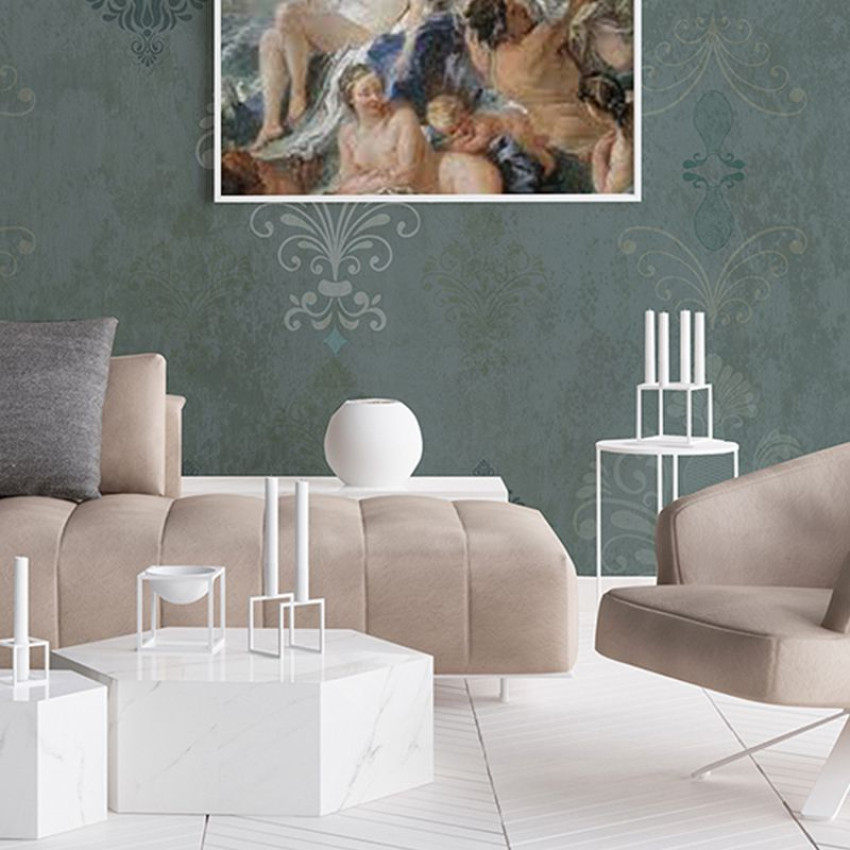 Tapet modern cu design elegant și sofisticat, nuanțe de verde și gri