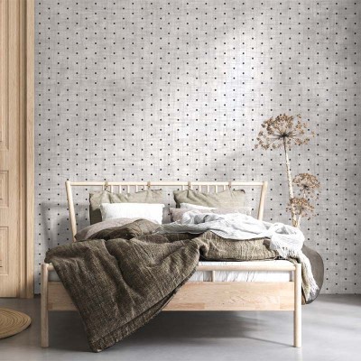 Tapet cu model minimalist de puncte negre pe fond gri deschis