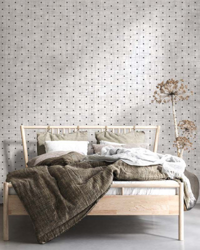 Tapet cu model minimalist de puncte negre pe fond gri deschis