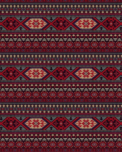 Tapet geometric vibrant, inspirat de motive tradiționale.