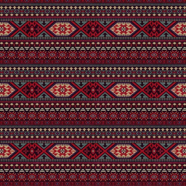 Tapet geometric vibrant, inspirat de motive tradiționale.