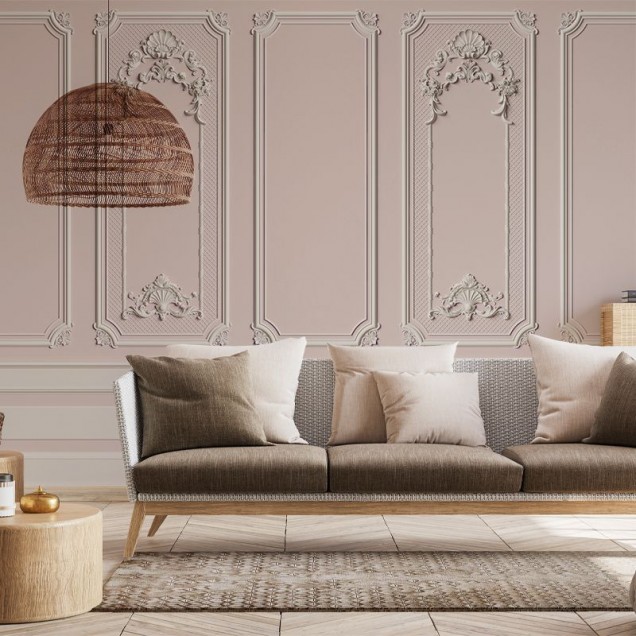 Tapet cu design clasic Rose Stucco, cu o textură fină și un finisaj mat, perfect pentru a crea un ambient sofisticat.