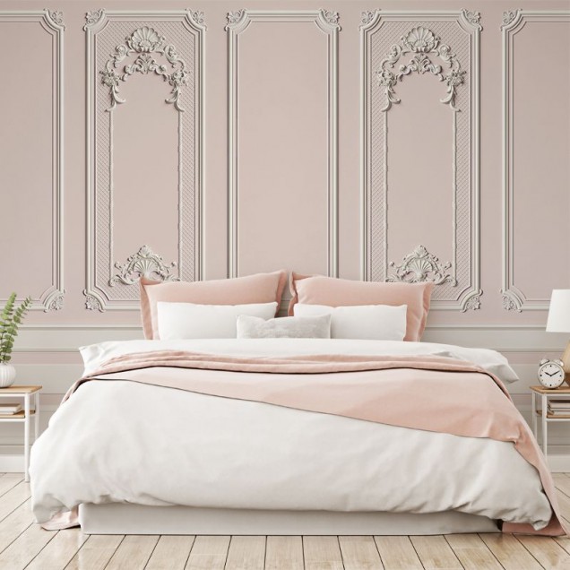 Tapet cu design clasic Rose Stucco, cu o textură fină și un finisaj mat, perfect pentru a crea un ambient sofisticat.