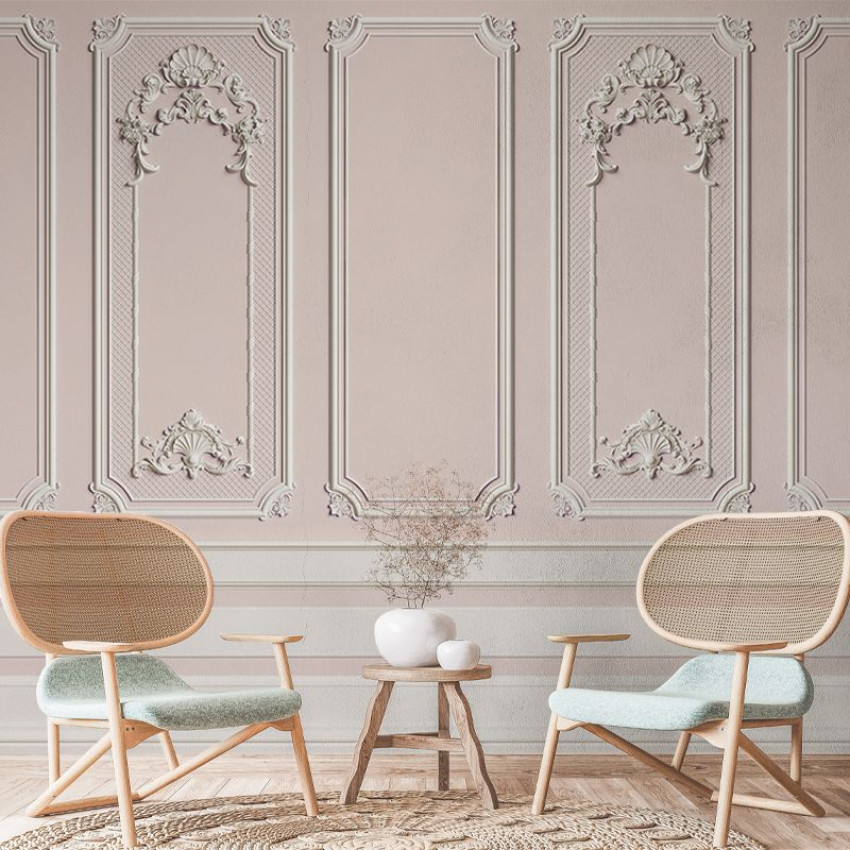 Tapet cu design clasic Rose Stucco, cu o textură fină și un finisaj mat, perfect pentru a crea un ambient sofisticat.