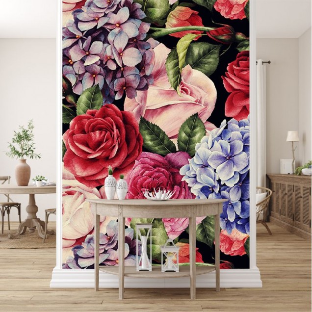 Tapet cu flori colorate, design vibrant și realist, perfect pentru decorarea casei.
